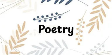 Decorative image with the word "Poetry" surrounded by pastel-colored botanical illustrations.